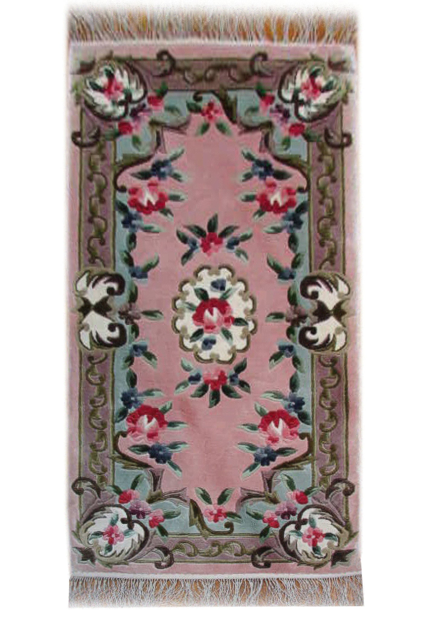 Handmade Aubusson Rug 3 x 5 Pink Bamboo Silk French Design: Handmade Aubusson Rug 3 x 5 Pink Bamboo Silk French Design Free continental US Shipping This 3 x 5 handmade Aubusson rug features a delicate pink palette and an authentic Aubusson design, including in