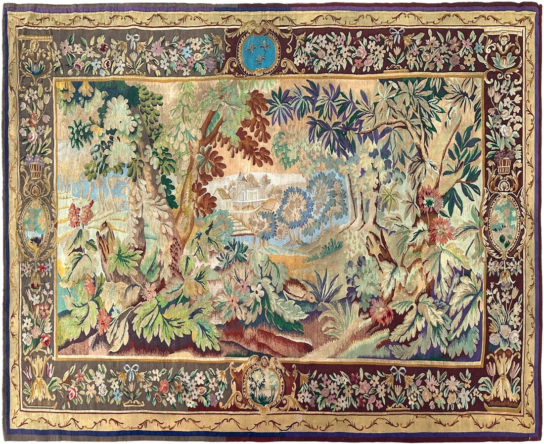 Antique French Verdure Wool Wall Tapestry 6'10 x 8'5 (1 of 14)