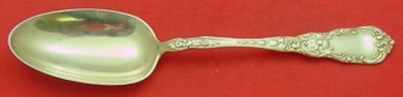 Sterling Silver Serving Spoon Cupid Pattern 8.5 Inch: Sterling Silver Serving Spoon Cupid Pattern 8.5 Inch This is a sterling silver serving spoon in the Cupid pattern by Dominick & Haff. Measuring 8 1/2 inches, this pre-owned piece dates from 1850-1899 