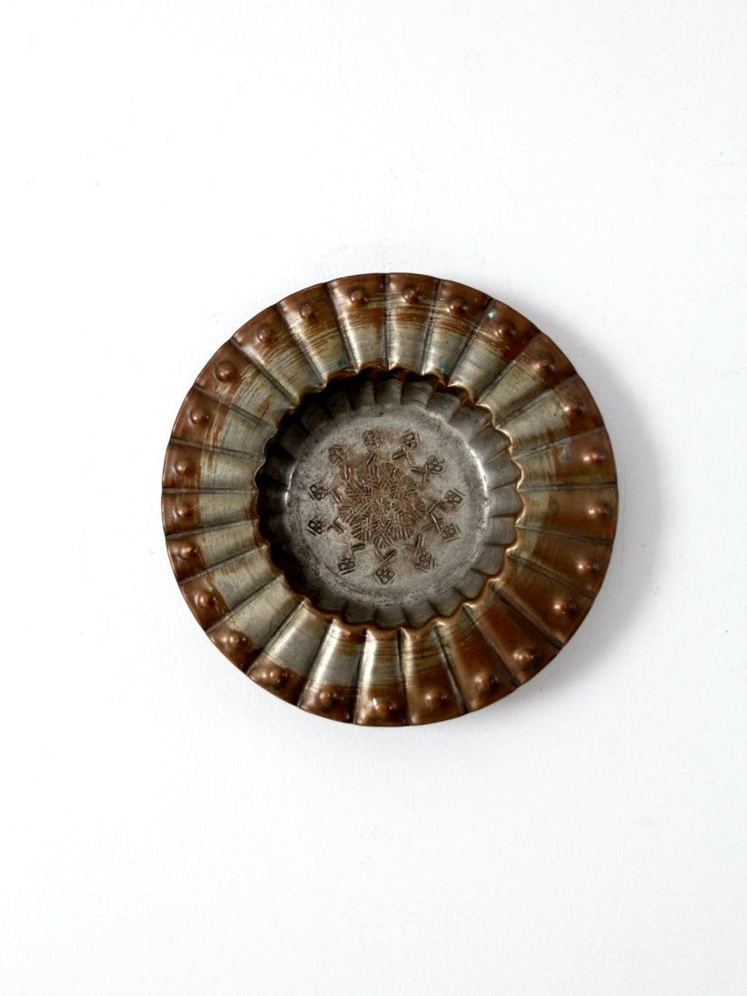 Mid-Century United Arab Republic Copper Bowl With Geometric Engraving (1 of 8)
