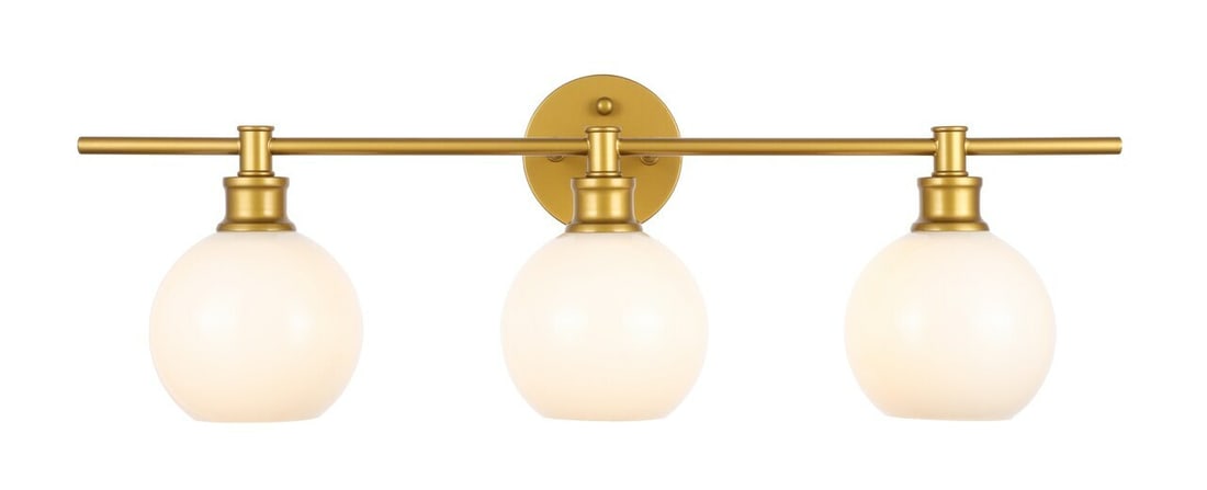 Lighting Collier 3 Light Brass Glass Wall Sconce 28.1 in (1 of 11)
