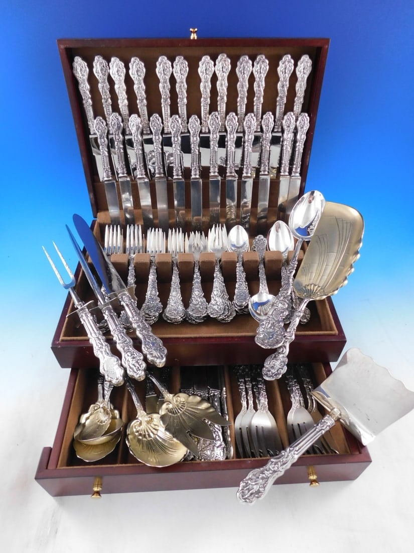 121pc Gorham Versailles sterling flatware service for 12 monogram S (1 of 15)