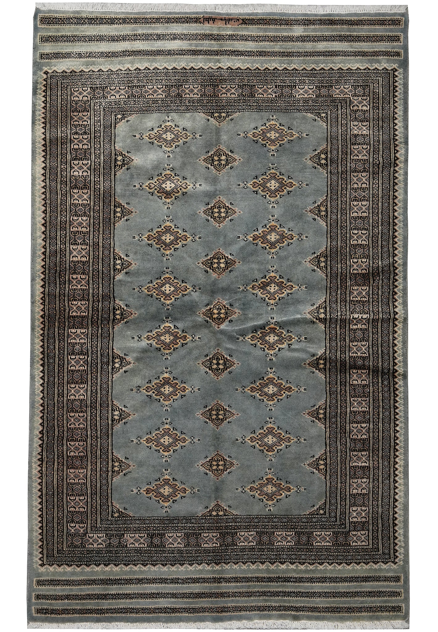 4 x 6 Slate Blue Hand Knotted Jaldar Bokhara Rug (1 of 14)