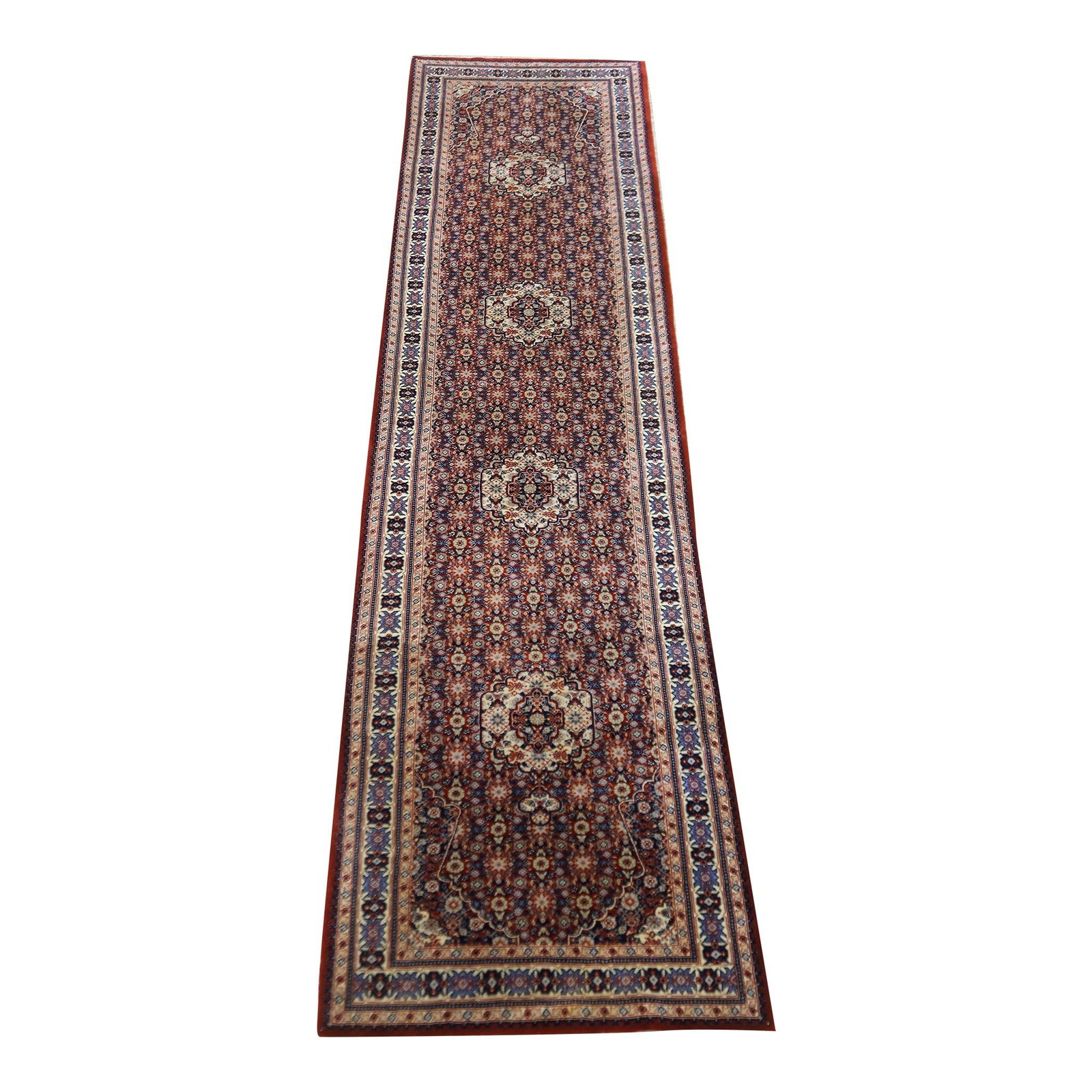 Vintage Kashan 2.5 x 10 Wool Runner Rug Hand Woven Red Quality: Vintage Kashan 2.5 x 10 Wool Runner Rug Hand Woven Red Quality This stunning Vintage Kashan runner rug measures approximately 2.5 x 10 feet (32 x 127 inches) and showcases a rich red color. Crafted fr