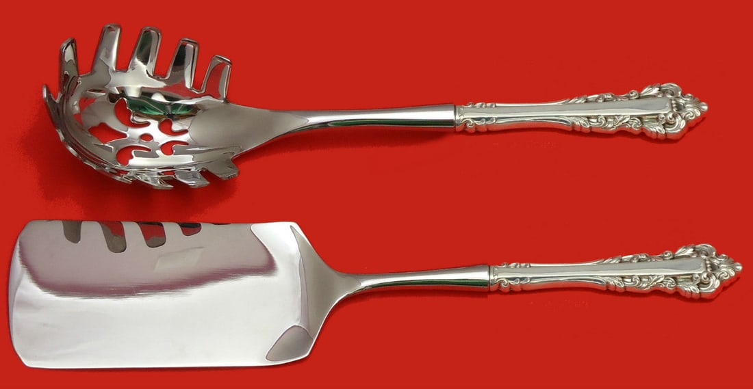 Gorham Medici New Sterling Silver 2pc Pasta Server Set: Gorham Medici New Sterling Silver 2pc Pasta Server Set Elevate your dining experience with the exquisite Medici New Hostess Set by Gorham. This stunning two-piece serving set is crafted from sterling 