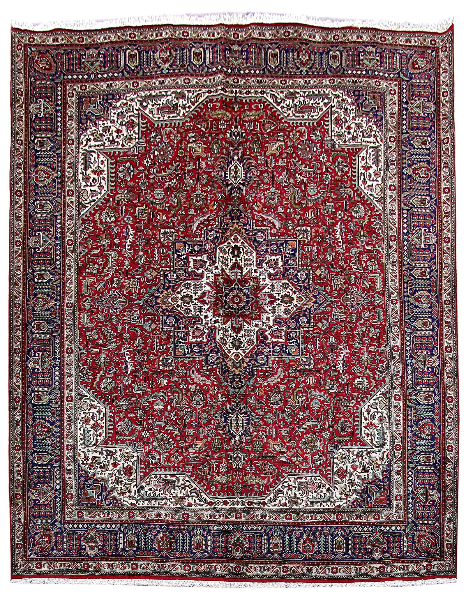 Handmade 9'10 x 12'8 Red Persian Tabriz Area Rug: Handmade 9'10 x 12'8 Red Persian Tabriz Area Rug Free continental US Shipping Discover the elegance of this exquisite, handmade wool vintage Persian Tabriz rug, measuring 9' 10" x 12' 8". Crafted by s
