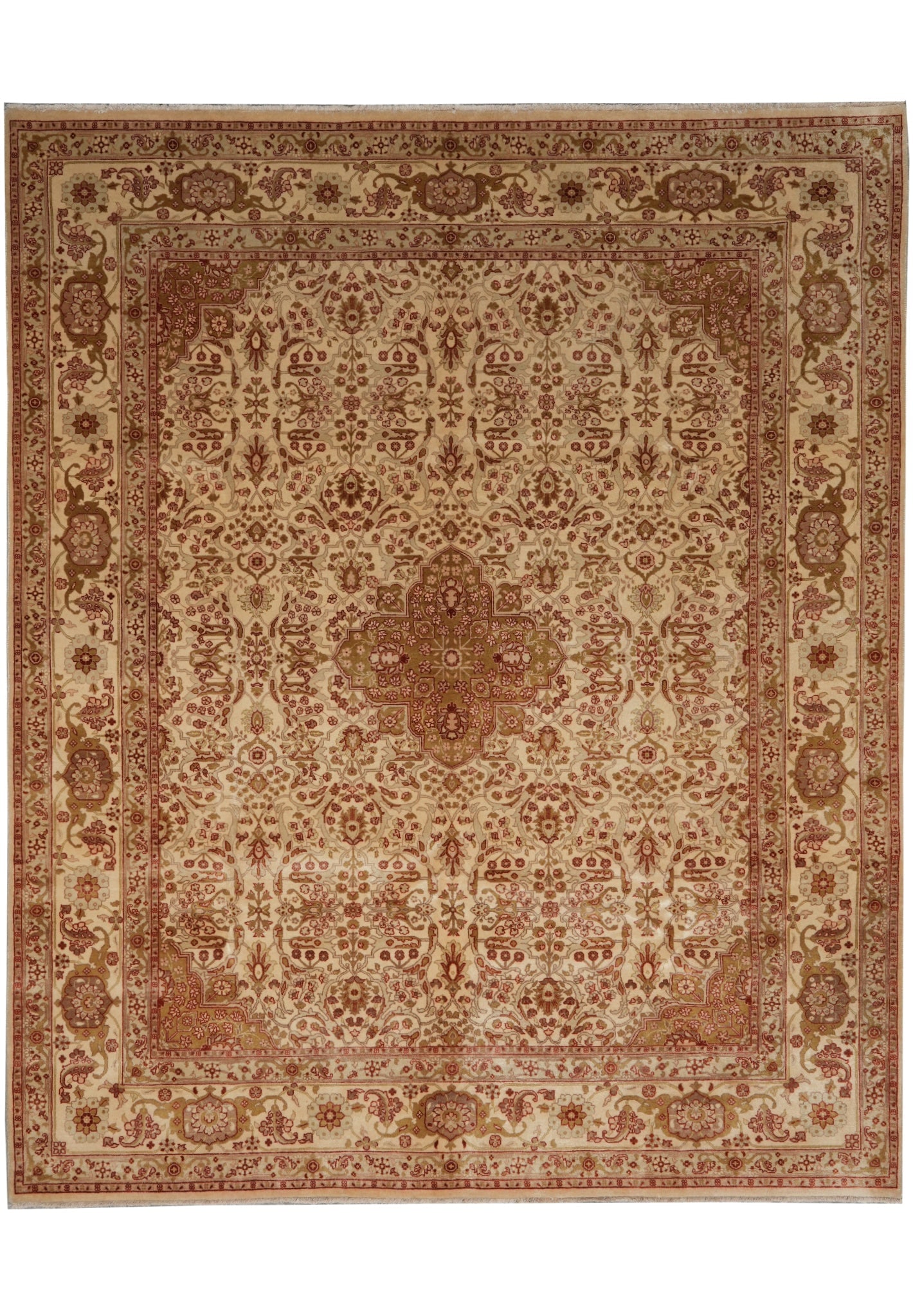 8 x 9.9 Handmade Agra Style Wool Rug Floral Medallion Design (1 of 14)