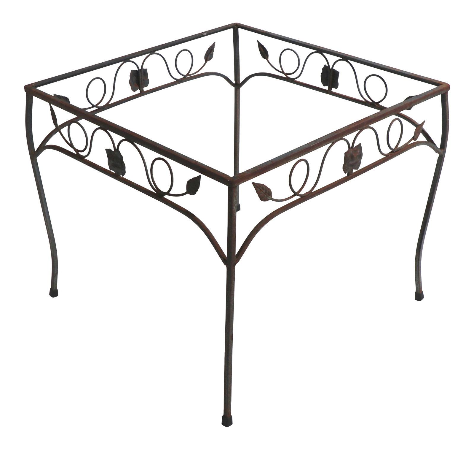 Wrought Iron Foliate Motif Side Table Green Patio Furniture Attributed to Woodard (1 of 8)