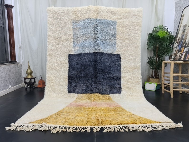 Artistic Handmade Moroccan Berber Wool Area Rug 9.84 x 6.56 feet: Artistic Handmade Moroccan Berber Wool Area Rug 9.84 x 6.56 feet Enhance your living space with this stunning artistic handmade Moroccan Berber wool area rug. Expertly handwoven by local Berber women 