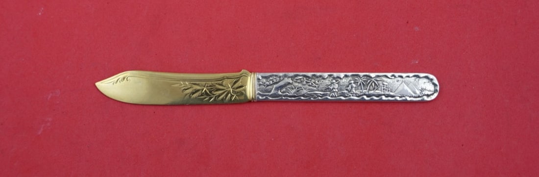 Gorham Hizen Sterling Silver Brite-Cut Fruit Knife 6 1/8": Gorham Hizen Sterling Silver Brite-Cut Fruit Knife 6 1/8" This exquisite Hizen by Gorham fruit knife is crafted from high-quality sterling silver, showcasing a flat handle with a stunning brite-cut fi