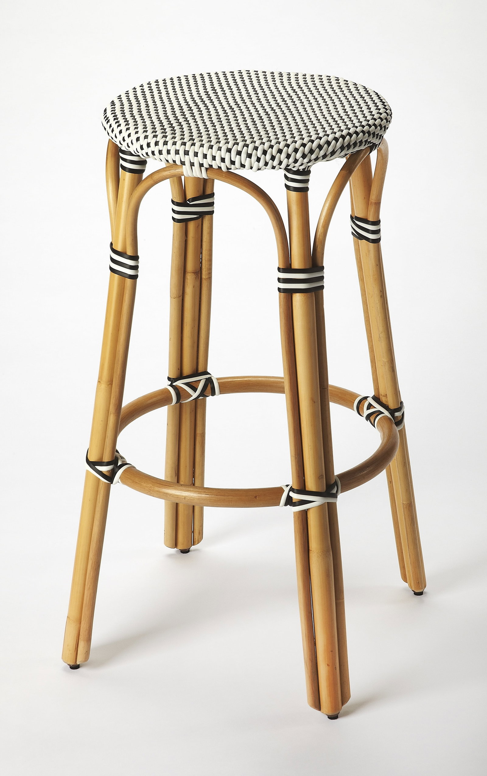 Butler Tobias Coastal Rattan Barstool 30H Multicolored White Outdoor (1 of 3)