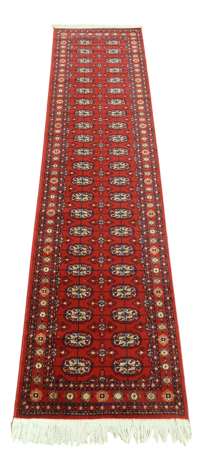 Vintage 50 Year Old Wool Hammadan Runner Rug 26 x 110 Red: Vintage 50 Year Old Wool Hammadan Runner Rug 26 x 110 Red This vintage Hammadan pattern runner rug, approximately 50 years old, showcases vibrant colors and a consistent pile throughout. Professionall