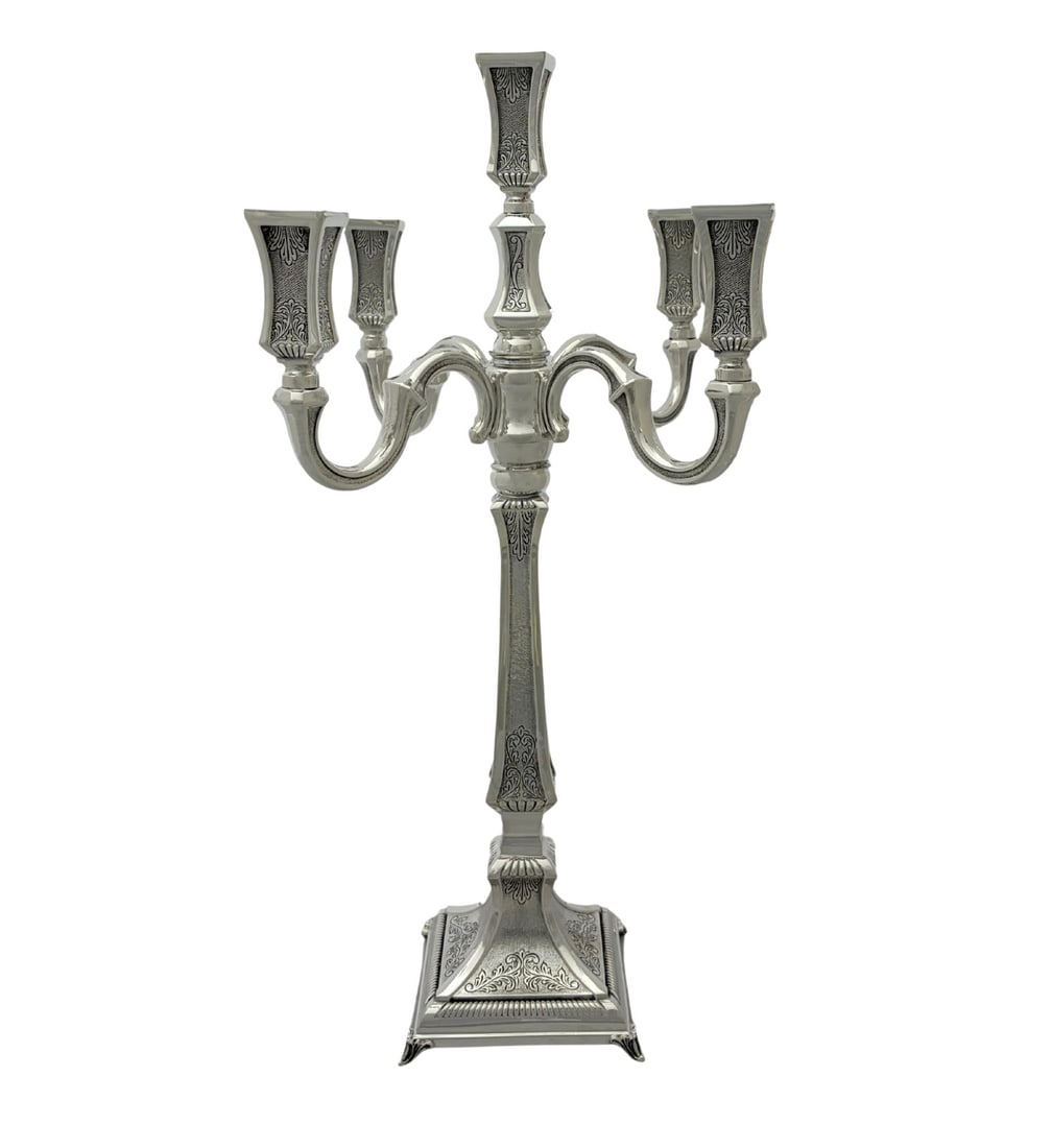 Handmade 925 Sterling Silver 4 Light Candelabra Chased Swirl Design (1 of 3)