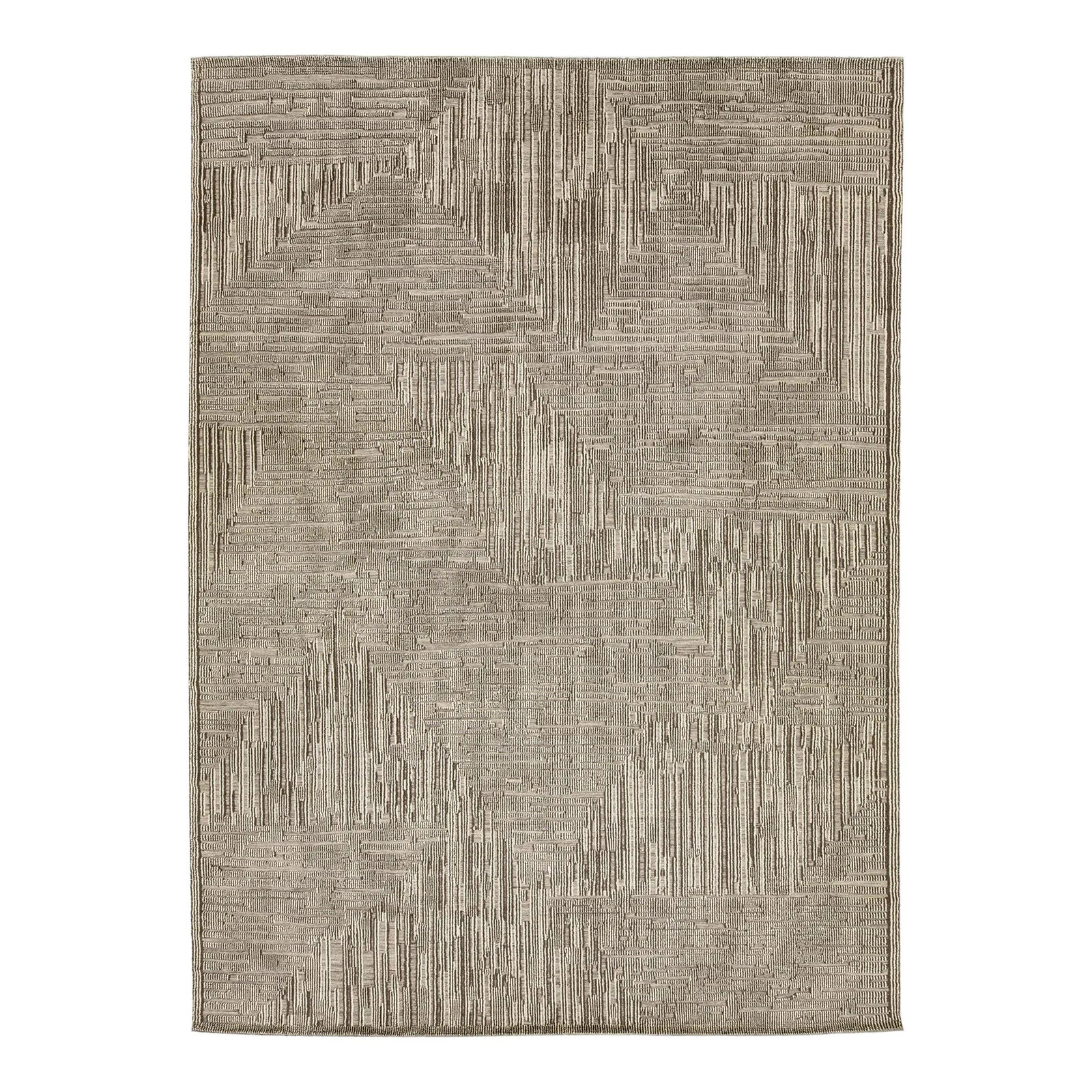 Beige Abstract Moroccan Wool Rug 10'1'' x 13'9'': Beige Abstract Moroccan Wool Rug 10'1'' x 13'9'' Enhance your living space with this stunning contemporary Moroccan-style hand-knotted wool rug. Featuring a captivating beige and brown abstract