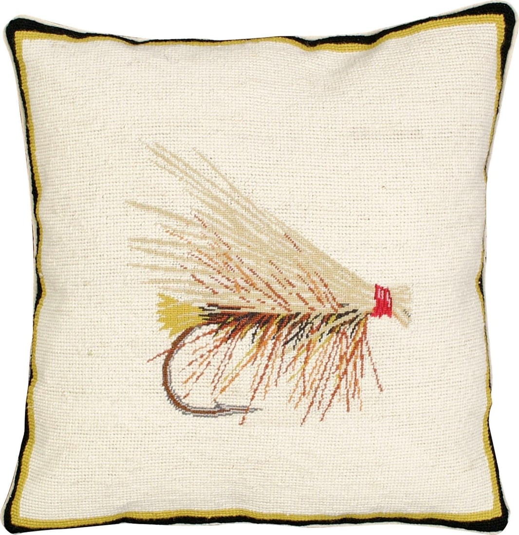 Handcrafted Rustic Fly-Fishing Art Pillow 16x16 Wool Cotton (1 of 1)