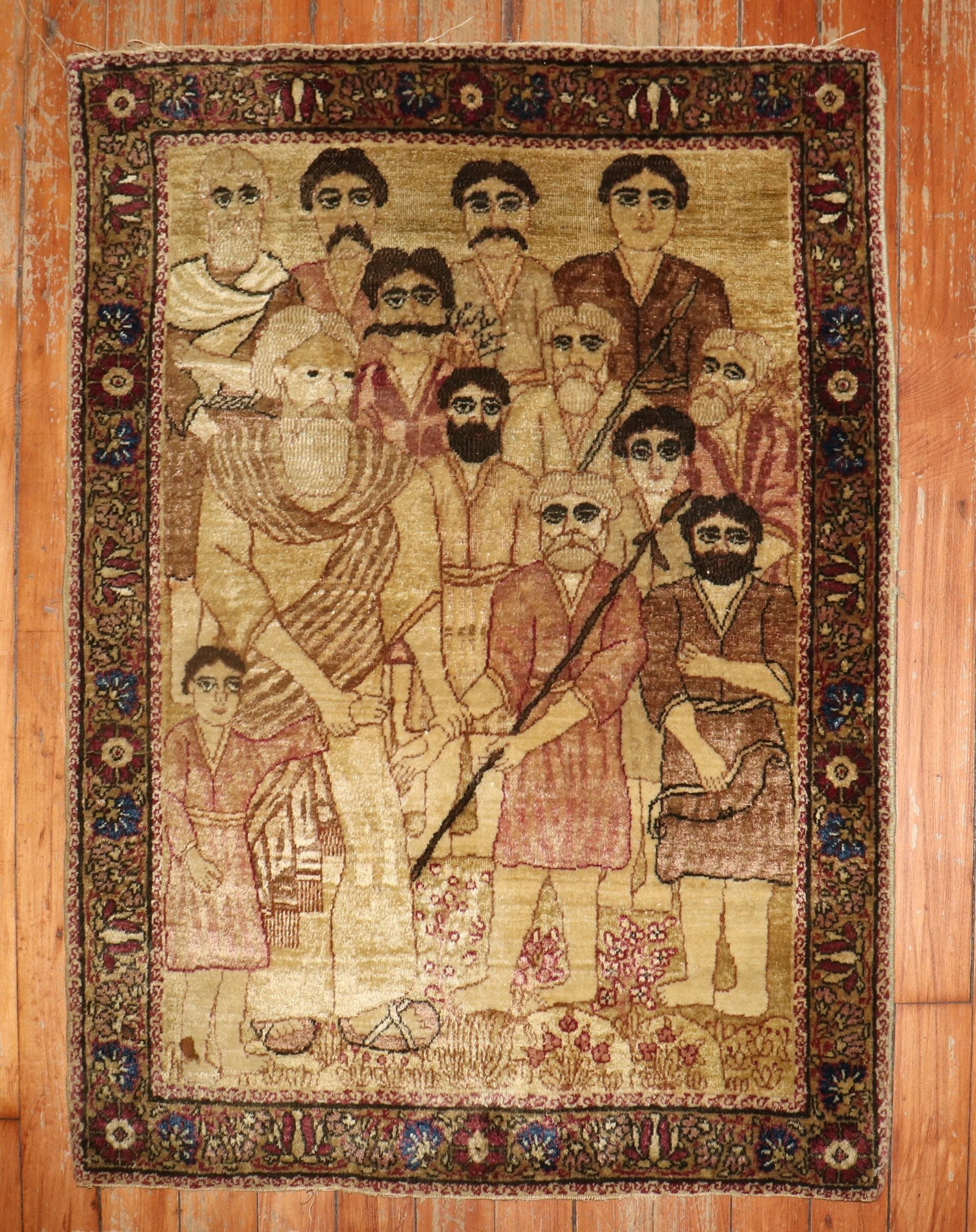 1' 11" x 2' 8" Pictorial Kerman Yastik with Jacob and Twelve Sons (1 of 7)