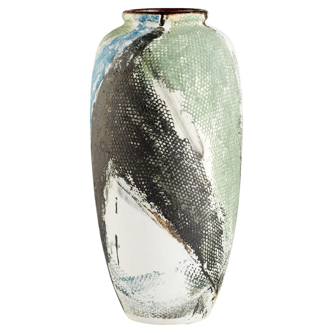 Cyan Seabrook Ceramic Vase 17H Multi-Color Transitional Style: Cyan Seabrook Ceramic Vase 17H Multi-Color Transitional Style Enhance your home decor with this stunning Vibrant Seabrook Ceramic Vase, designed to add a touch of elegance to any space. This vase feat