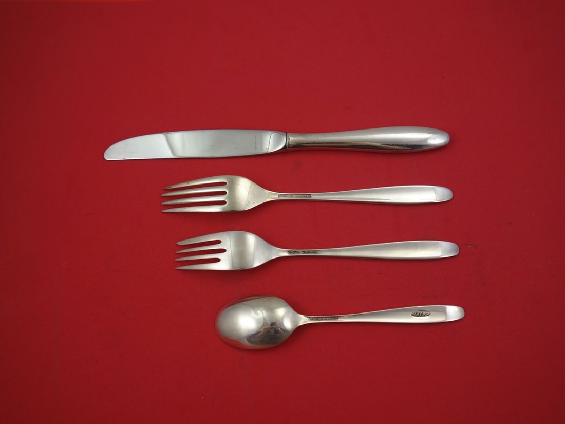 Gorham Willow Sterling Silver 4pc Flatware Place Setting - 2