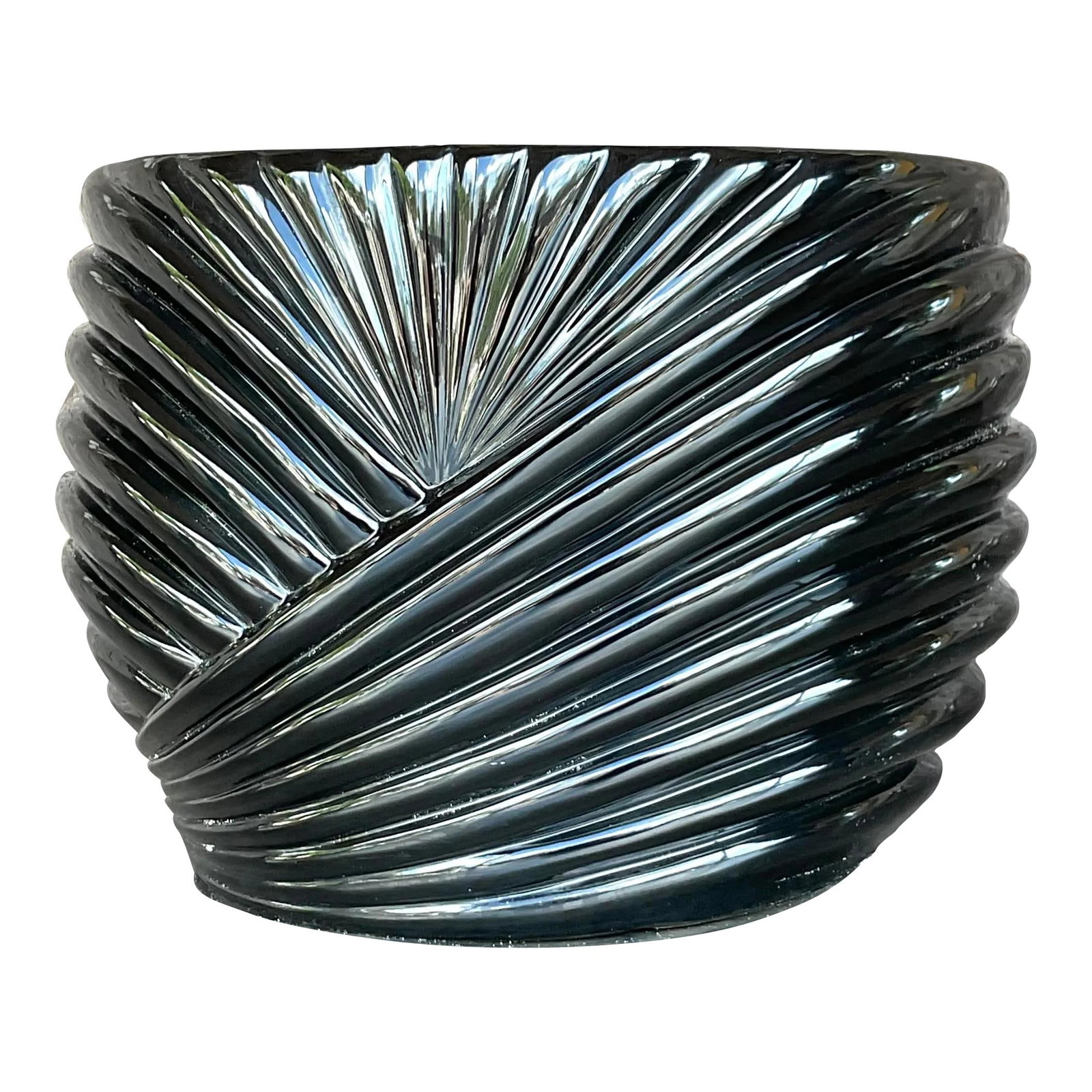 Vintage Boho Manuel Da Casta Ceramic Draped Planter 18x20 Black (1 of 7)