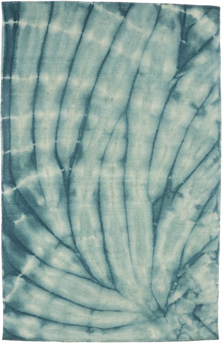 Hand-Tufted Dark Teal 5x8 Modern Kids Room Rug: Hand-Tufted Dark Teal 5x8 Modern Kids Room Rug This stunning 5'0" x 8'0" dark teal tie-dye hand-tufted rug is the perfect contemporary addition to any kids' room or bedroom. Crafted from high-quality 