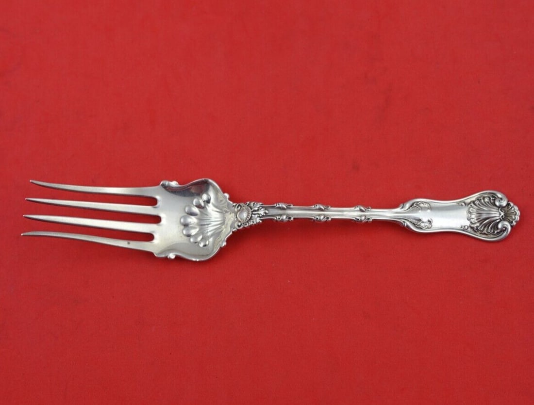 Whiting Imperial Queen Sterling Silver Fish Fork 6 3/4 in: Whiting Imperial Queen Sterling Silver Fish Fork 6 3/4 in Sterling silver fish fork in the Imperial Queen pattern by Whiting. This pre-owned piece measures 6 3/4 inches and is not monogrammed. It is d