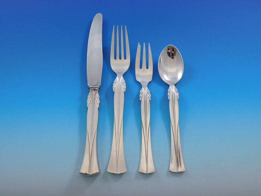 Frigast Queen Christina Wings Sterling Silver 4-Piece Place Setting: Frigast Queen Christina Wings Sterling Silver 4-Piece Place Setting Enhance your dining experience with this exquisite 4-piece place setting in the Queen Christina, also known as Wings, pattern by Fri