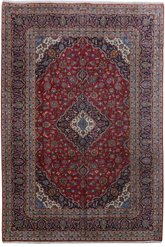 Signed Persian Kashan Rug 8.1 x 11.10 Hand Knotted Wool Medallion Design: Signed Persian Kashan Rug 8.1 x 11.10 Hand Knotted Wool Medallion Design Free continental US Shipping This authentic Persian Kashan rug is a hand-knotted masterpiece originating from the historic city