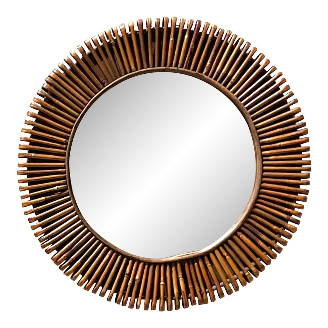 Coastal Elegance Vintage Rattan Mirror 26x26 American-Made (1 of 6)