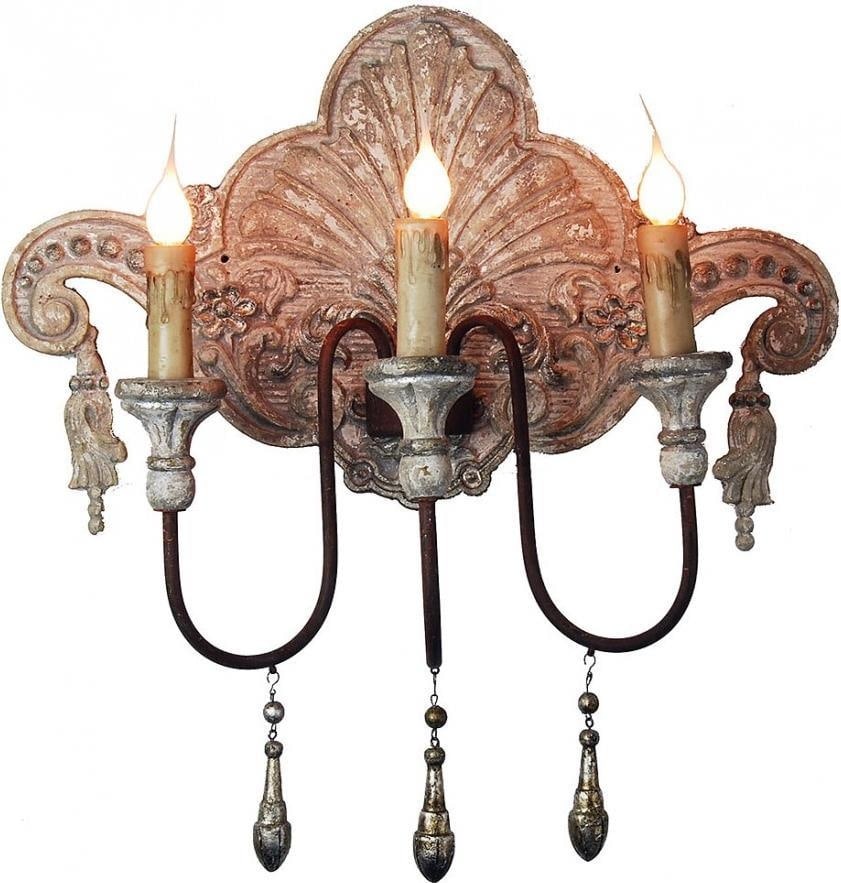 Provence Home Vintage Style 3-Arm Sconce Light Silver: Provence Home Vintage Style 3-Arm Sconce Light Silver Enhance your space with this Vintage Style Sconce Light featuring elegant metal arms. Crafted in a charming French Country style, this decorative 