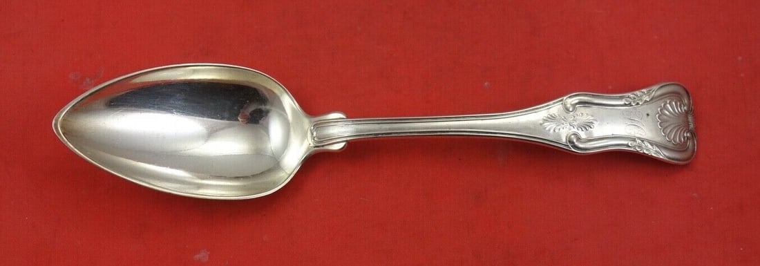 Antique Kings Pattern Coin Silver Serving Spoon c. 1815 Monogrammed 8 7/8" (1 of 2)