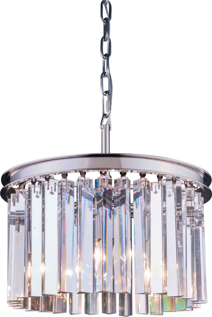 Elegant Lighting Sydney Pendant Lamp Crystal Nickel Finish 3 Bulb: Elegant Lighting Sydney Pendant Lamp Crystal Nickel Finish 3 Bulb Illuminate your space with the elegant Sydney Pendant Light, featuring a stunning combination of royal-cut crystal and a polished nick