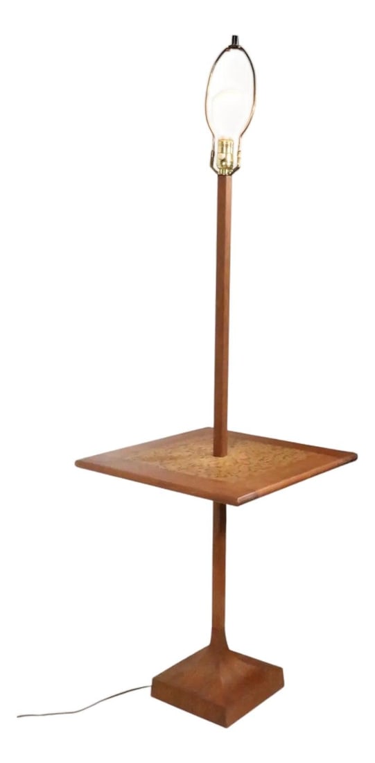 Laurel Lamp Co Mid Century Cork Top Floor Lamp Table (1 of 9)