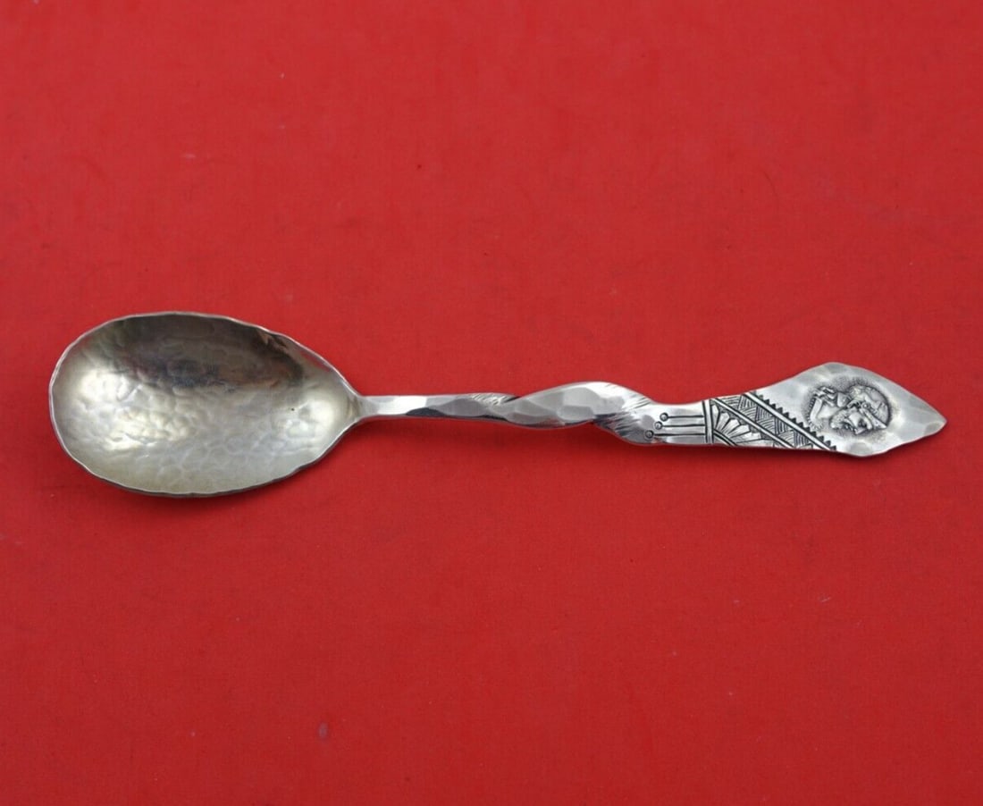 Shiebler Sterling Silver Medallion Spoon Etruscan Hammered 7 5/8": Shiebler Sterling Silver Medallion Spoon Etruscan Hammered 7 5/8" This exquisite serving spoon, crafted by Shiebler, showcases the Medallion pattern, also known as Etruscan or Homeric. Made from high-
