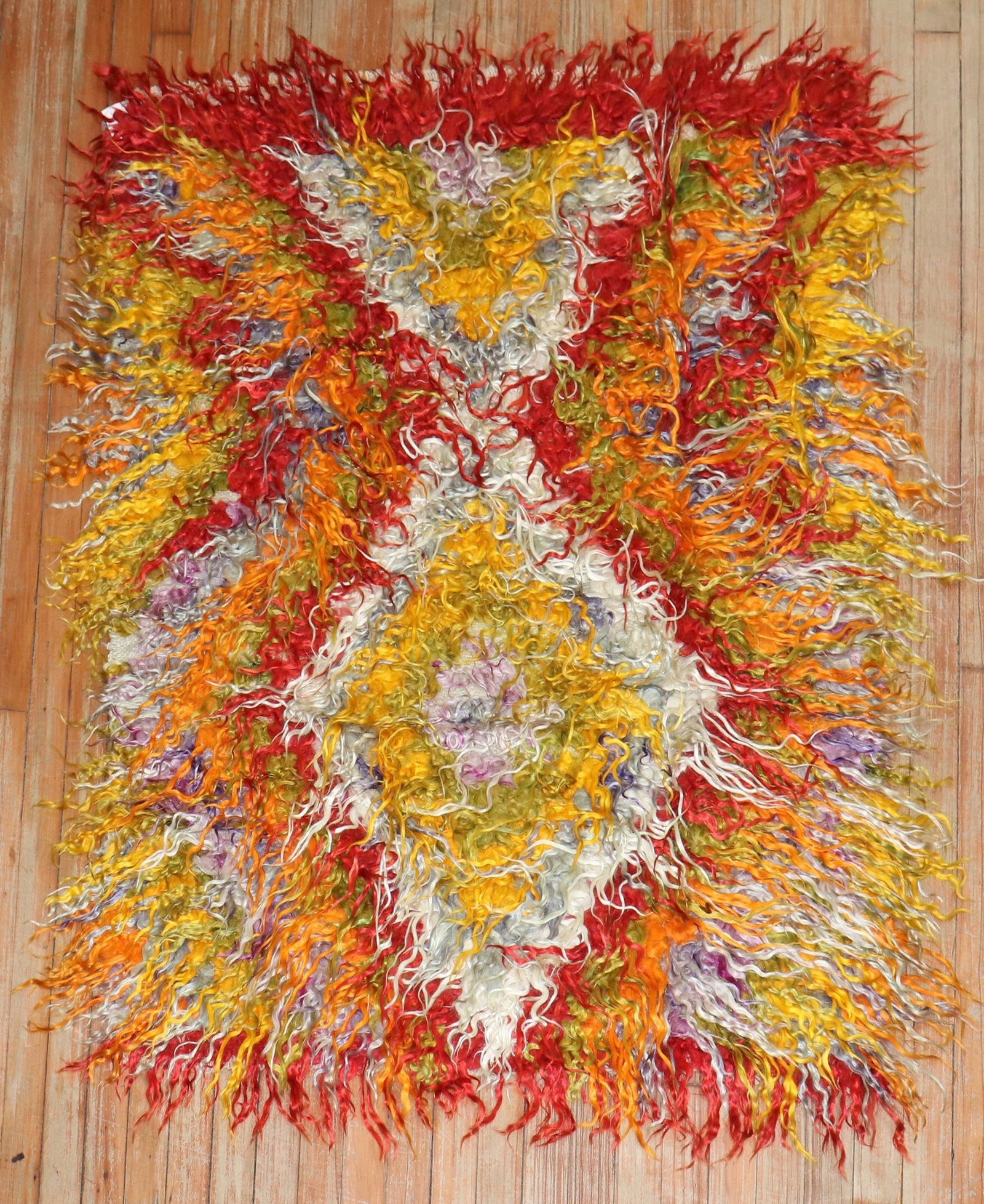 Vintage Turkish Tulu Rug 3' 5" x 4' 4": Vintage Turkish Tulu Rug 3' 5" x 4' 4" Vintage Turkish Tulu shag rug from the late 20th century. This pre-owned rug features the distinctive Tulu style in a small square format. Specifications Type: T