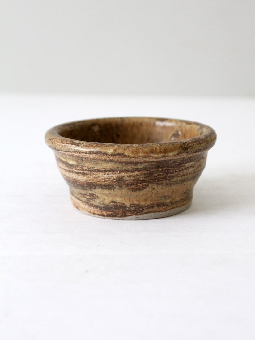 Stoneware Studio Pottery Bowl with Tan and Brown Glaze (1 of 10)