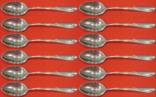 Reed & Barton Silver Wheat Sterling Silver Teaspoon Set of 12 pcs (1 of 6)