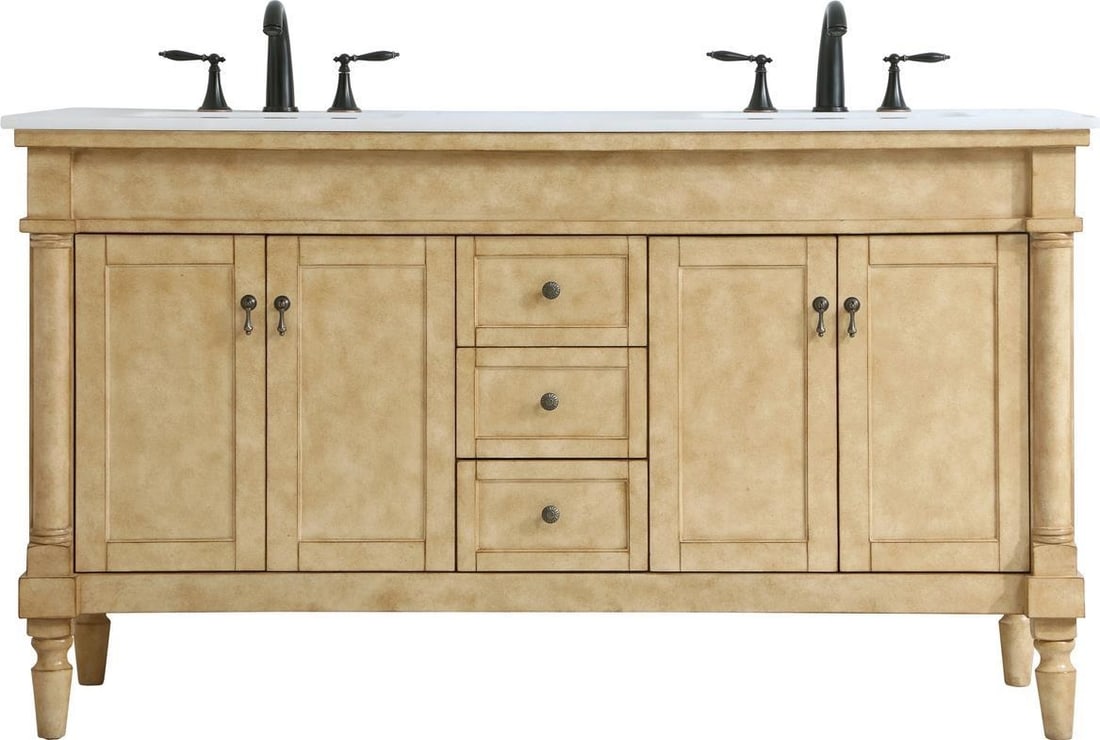 Elegant Lighting 60 Inch Beige Double Vanity French Country Style (1 of 1)
