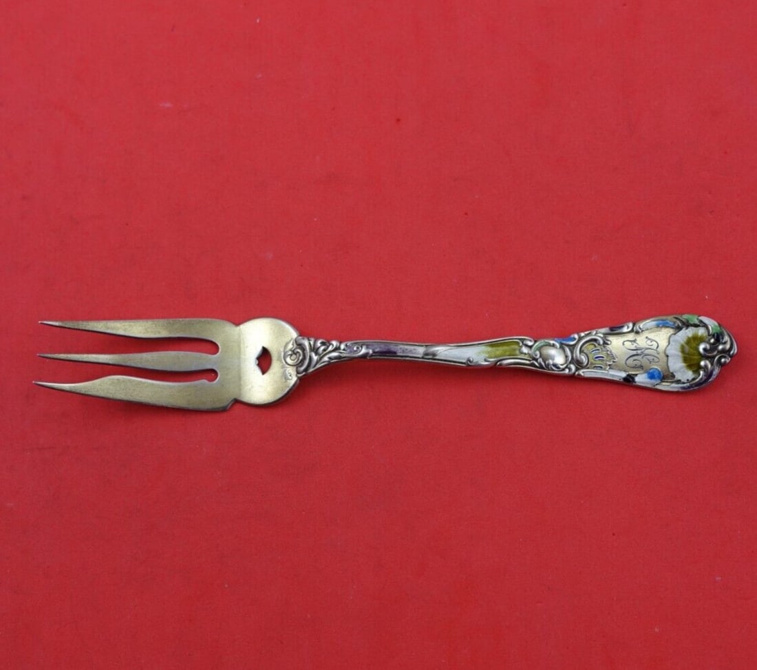 Gorham Hanover sterling silver 6 in pastry fork vermeil enamel (1 of 3)