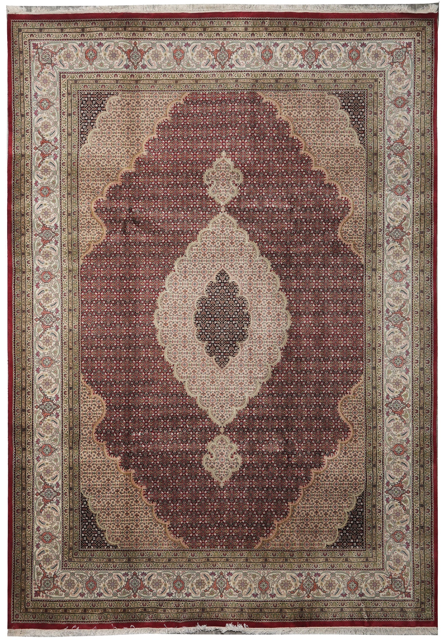 8.4 x 11.4 Hand-Knotted Wool and Silk Mahi Tabriz Rug (1 of 13)