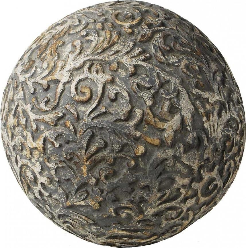 Provence Vintage Style Hand-Carved Decorative Wood Sphere 12.5" Rustic (1 of 1)