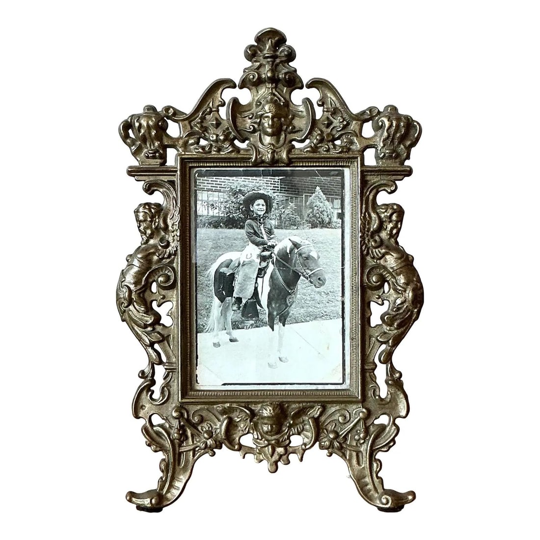 Brass Picture Frame with Ornate Gladiator Motif Boho Vintage Style 11 Inch Tall (1 of 4)