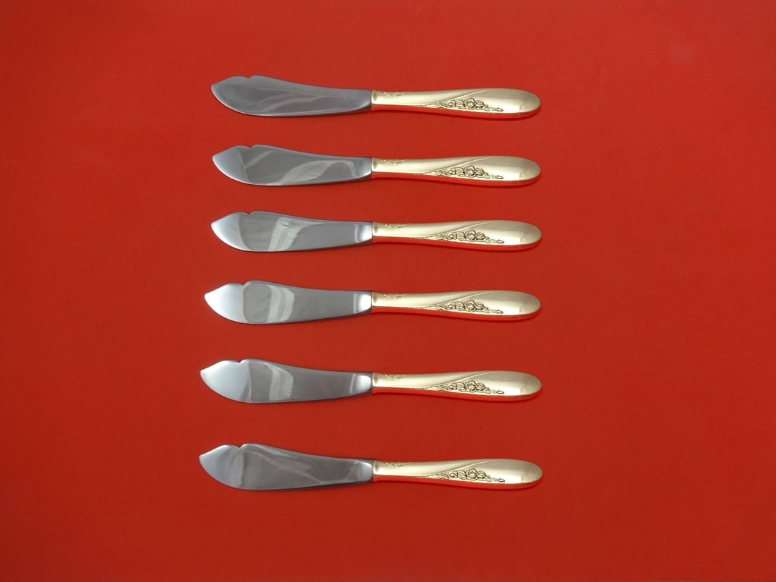 Easterling Rose Spray Sterling Silver Trout Knife Set 6pc Custom 7.5": Easterling Rose Spray Sterling Silver Trout Knife Set 6pc Custom 7.5" Enhance your dining experience with this exquisite set of trout knives from Easterling, crafted in sterling silver with a hollow h
