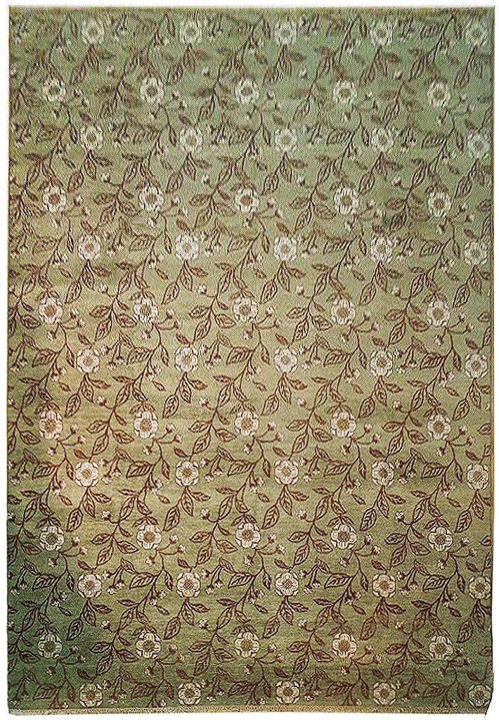 9 x 11.7 Sage Green Vegetable Dyed Chobi Transitional Rug: 9 x 11.7 Sage Green Vegetable Dyed Chobi Transitional Rug Free continental US Shipping Vegetable dyed Chobi transitional modern rug in a sage green palette with a floral pattern. This un-used area rug
