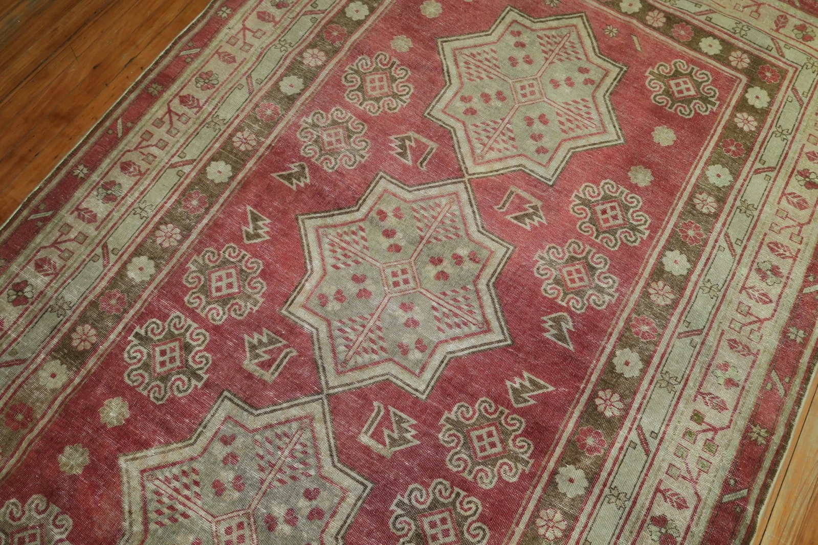 5' 4" x 8' 5" Early 20th Century Samarkand Rug Crimson Red (1 of 7)