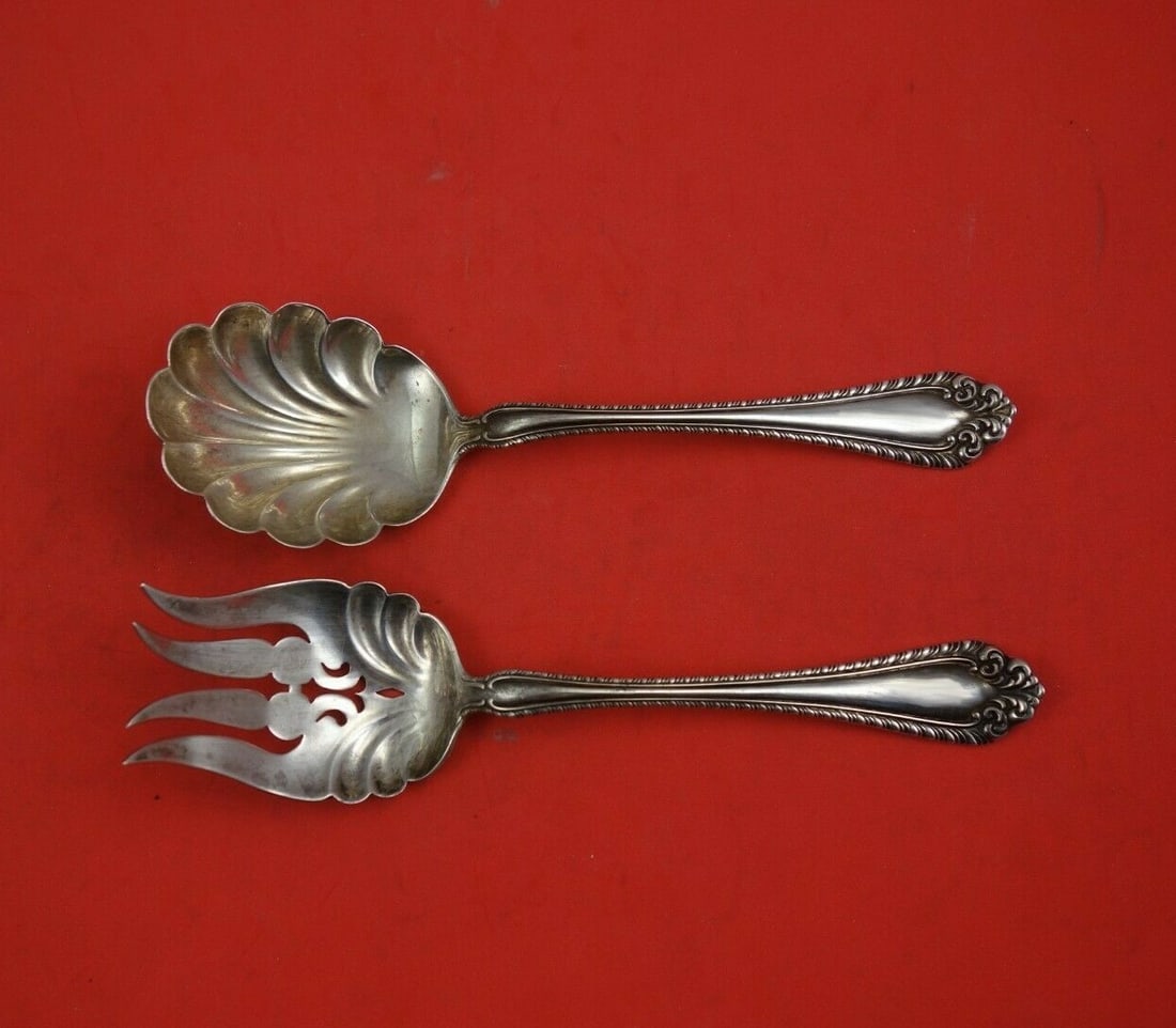 2pc Alvin Melrose Sterling Silver Salad Servers 7 Inch: 2pc Alvin Melrose Sterling Silver Salad Servers 7 Inch A 2-piece Melrose salad serving set by Alvin, made of sterling silver. This original 7-inch heirloom set is in the Melrose pattern, was made in t