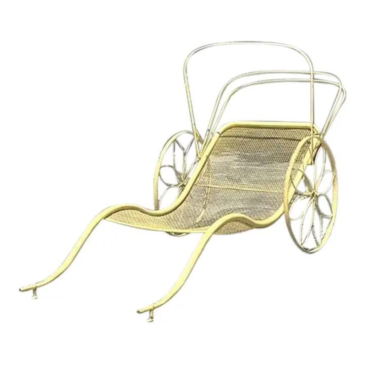 Vintage MCM Yellow Wrought Iron Chaise Lounge After Russel Woodard (1 of 9)
