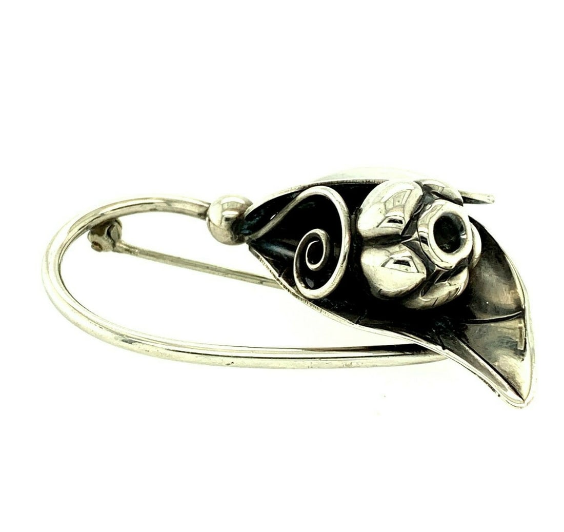 Vintage Sterling Silver Brooch by Alphonse La Paglia 3-D Leaves Berry (1 of 8)