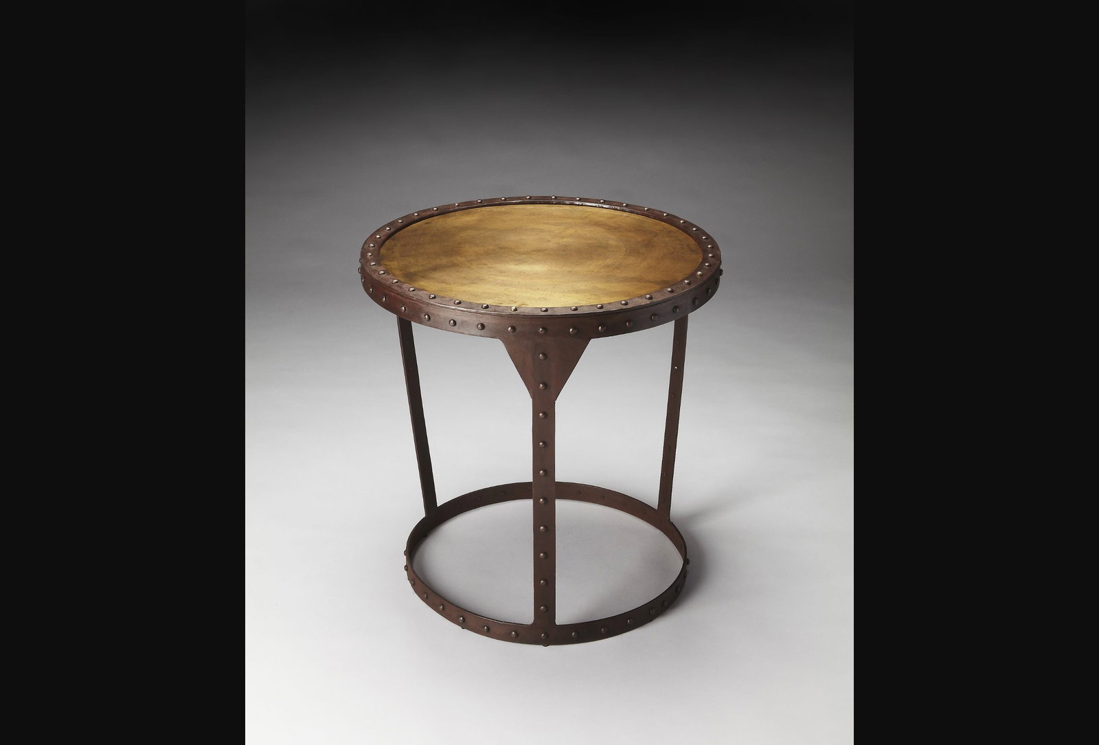 Chic Bonham Round Iron Side Table with Gold Accents by Butler (1 of 2)