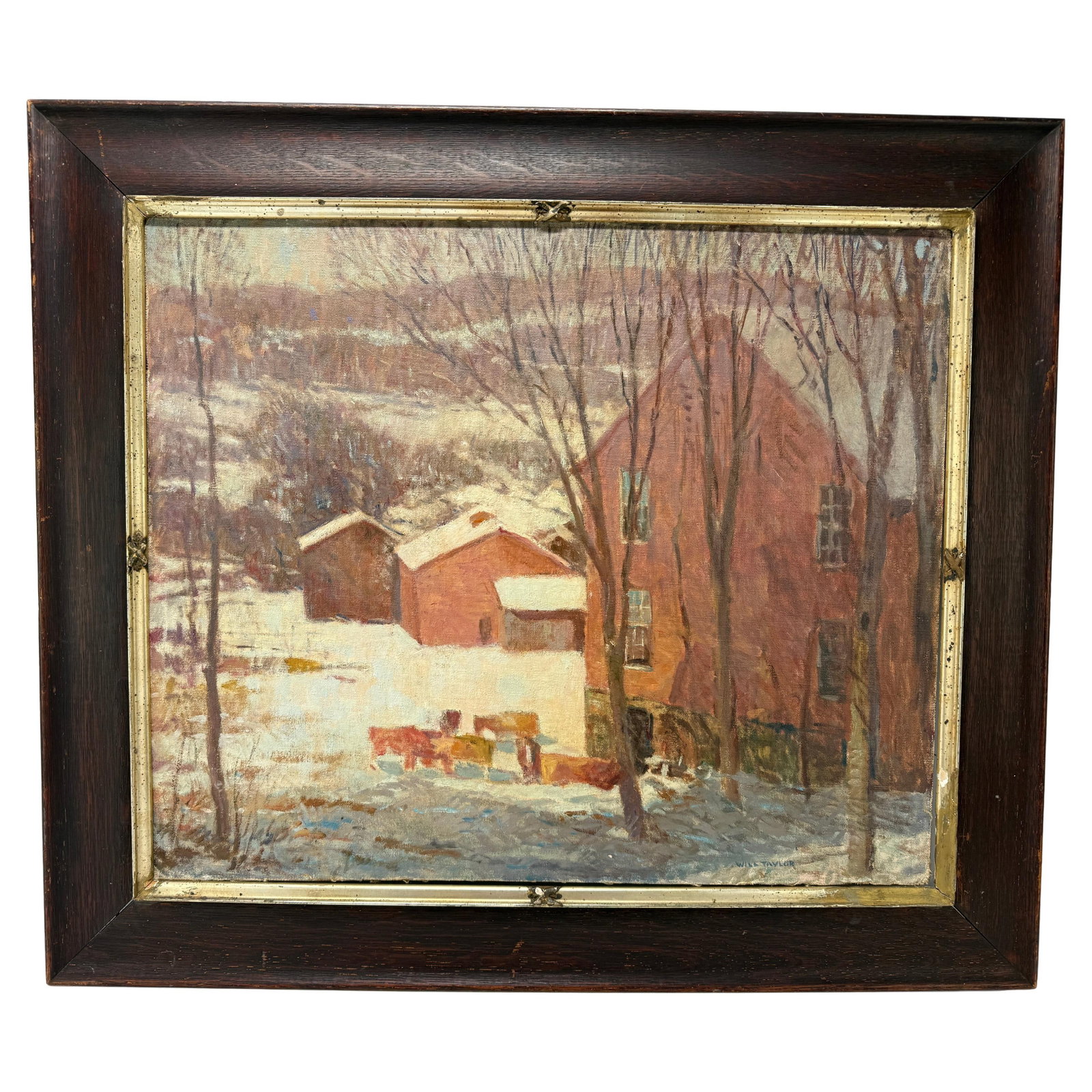 Will Taylor Impressionist Oil Painting New England Cows in Snow 30 x 26.25 (1 of 11)