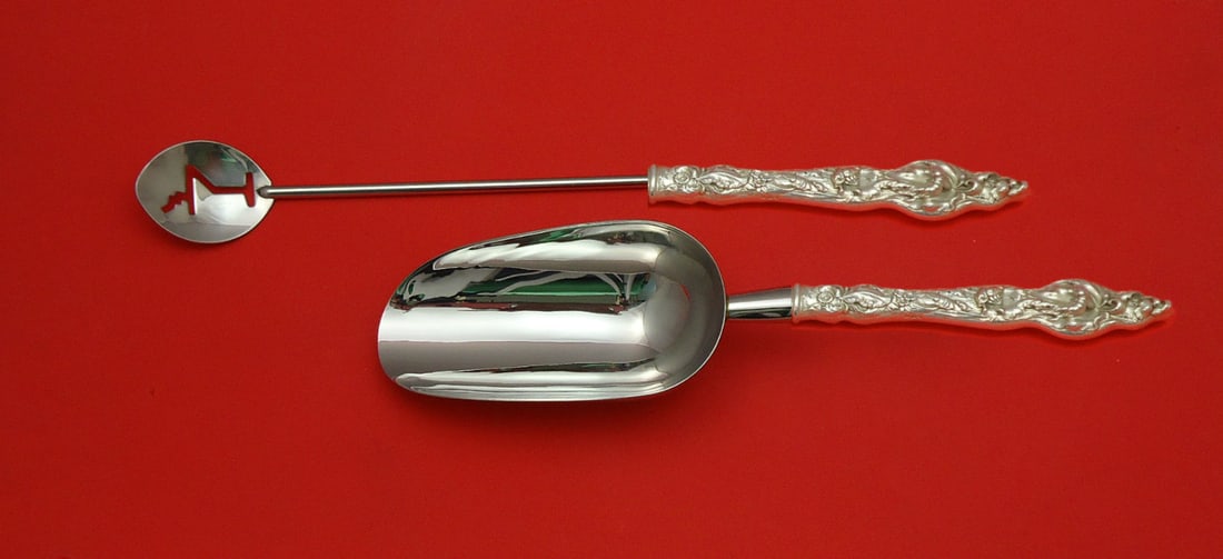 Les Six Fleurs Reed & Barton Sterling Silver 2pc Bar Set Custom Made: Les Six Fleurs Reed & Barton Sterling Silver 2pc Bar Set Custom Made Introducing the exquisite Les Six Fleurs by Reed & Barton Sterling Silver Bar Set, a beautifully crafted hostess set. This custom-m
